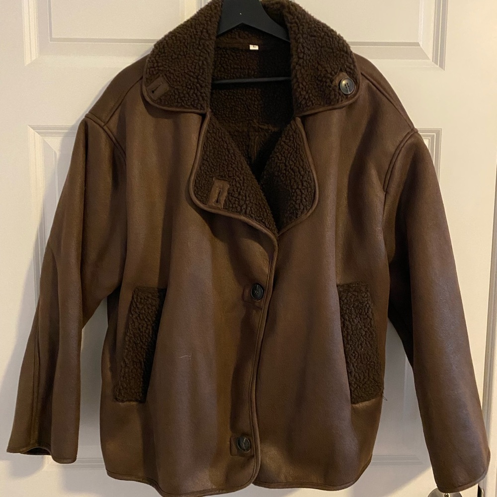 Brown Shearling Jacket women jacket oversized L only wore once